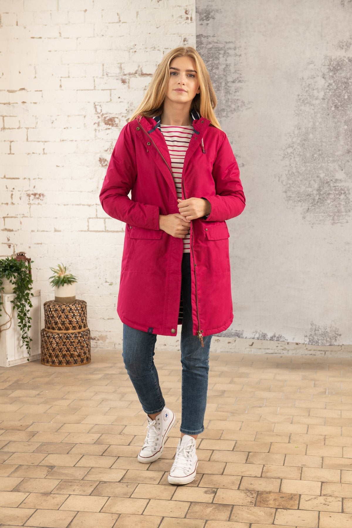 Lighthouse Iona Long Jacket in Raspberry