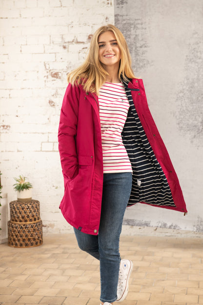 Lighthouse Iona Long Jacket in Raspberry