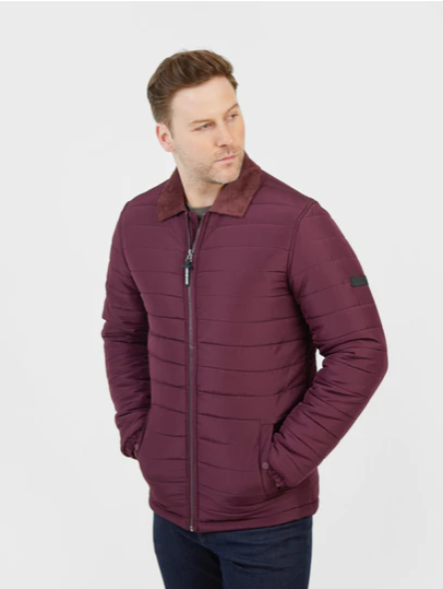 Mish Mash 3080 Roman Quilted Jacket with Cord Collar - Burgundy
