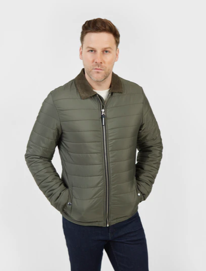 Mish Mash 3080 Roman Quilted Jacket with Cord Collar - Khaki