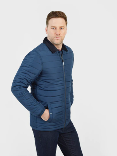 Mish Mash 3080 Roman Quilted Jacket with Cord Collar - Navy