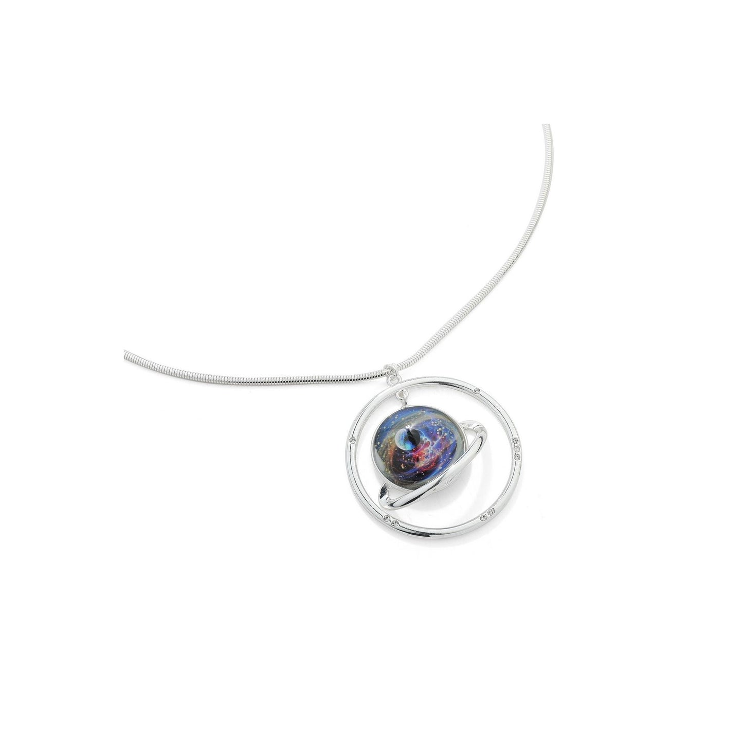 Galaxy Pendent on Adjustable Length Necklace in Silver - from Frinkle