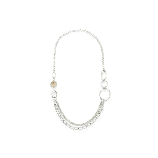 Party - Silver Mixed Link Chains with Grey Pebble Long Necklace from Frinkle