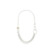 Party - Silver Mixed Link Chains with Grey Pebble Long Necklace from Frinkle