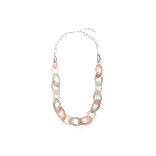 Blushing - Blush Pink and Grey Sheer Link Long Necklace - from Frinkle