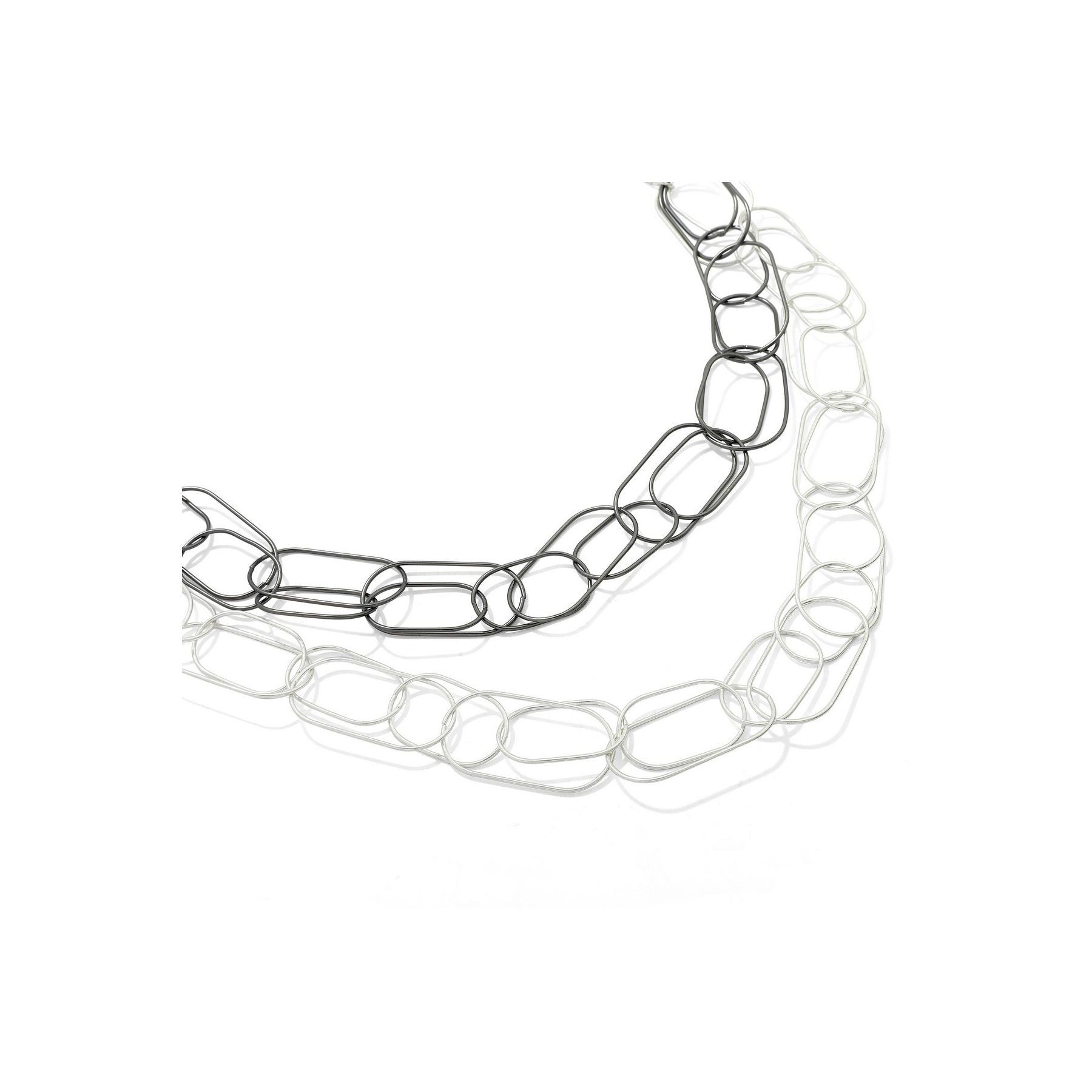 Paperclip - Silver and Black Oxidised Oversized Paperclip Chain Adjustable Length Necklace - from Frinkle