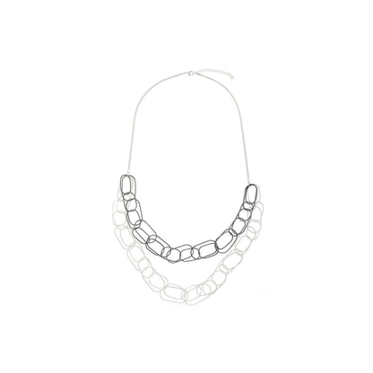 Paperclip - Silver and Black Oxidised Oversized Paperclip Chain Adjustable Length Necklace - from Frinkle