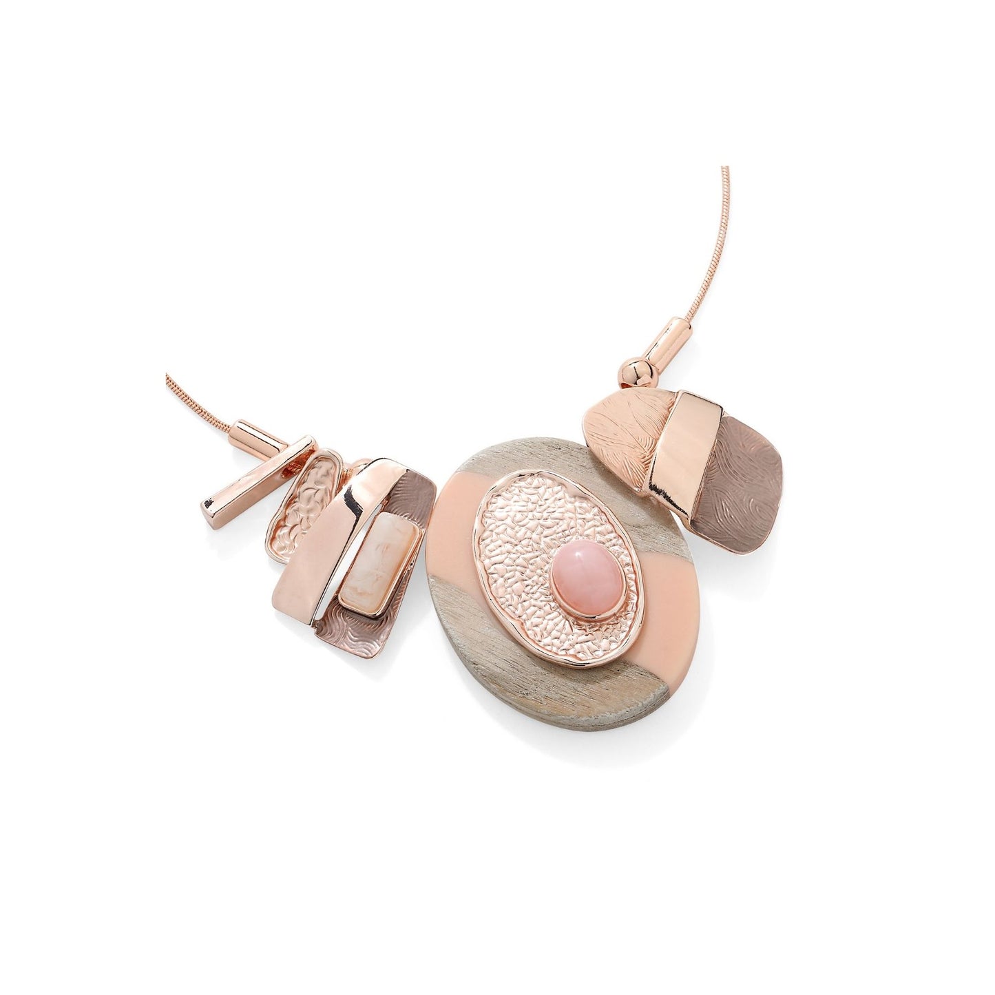 Rosie - Pink Stone Abstract Chunky Pendents on Rose Gold Adjustable Necklace from Frinkle