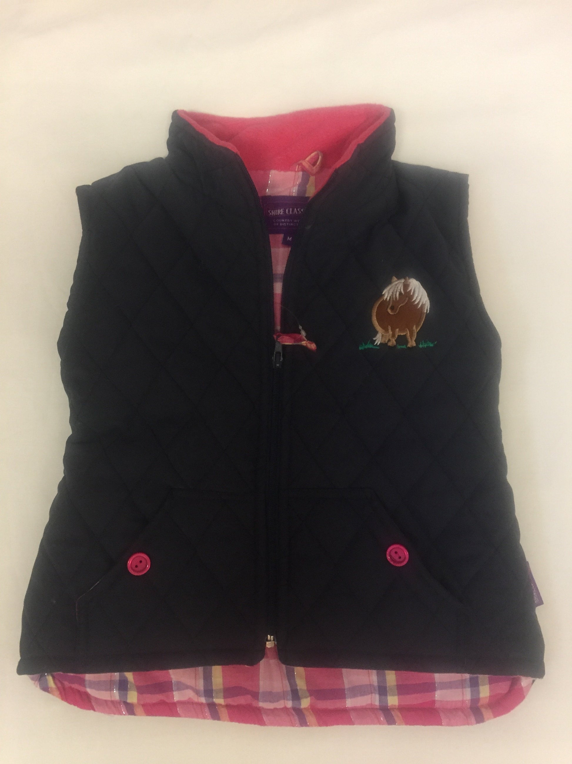 Girls' Quilted Horse Bodywarmer in Navy