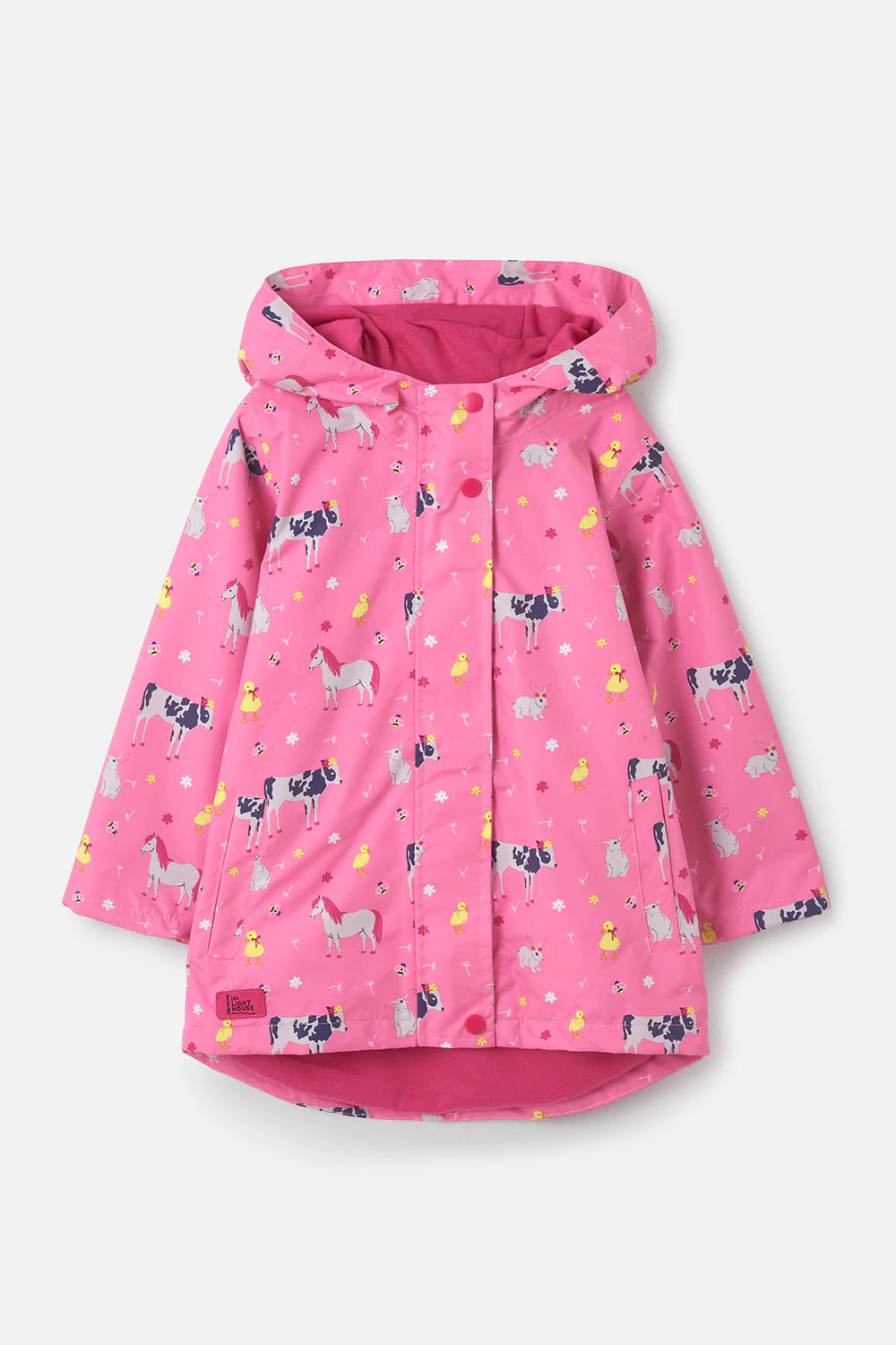 Lighthouse Girls Olivia Waterproof Coat Sweet Pea Farm Animal in Pink