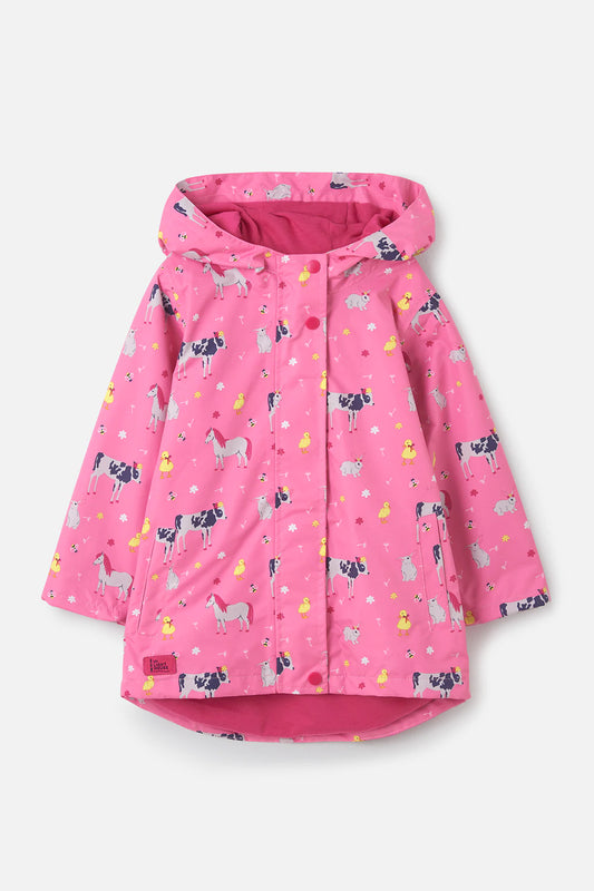 Lighthouse Girls Olivia Waterproof Coat Sweet Pea Farm Animal in Pink