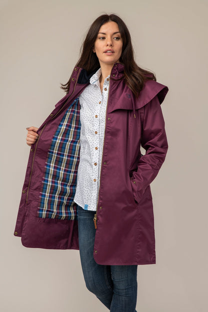 Lighthouse Outrider 3/4 Length Waterproof Raincoat - Plum