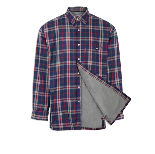 Champion Stroud Blue Tartan Long Sleeved Shirt with Micro Fleece Lining