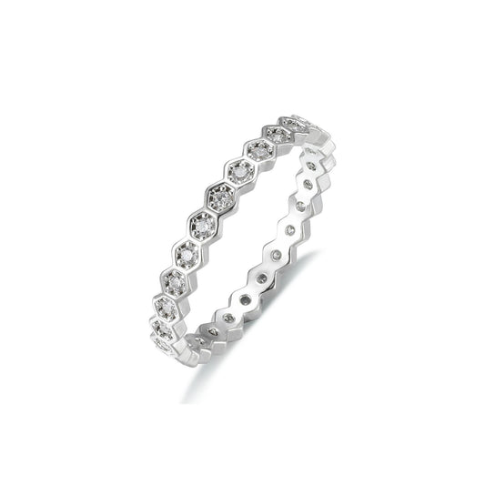 Honey Comb - Fine Hexagon Band set with Cubic Zirconia from Frinkle