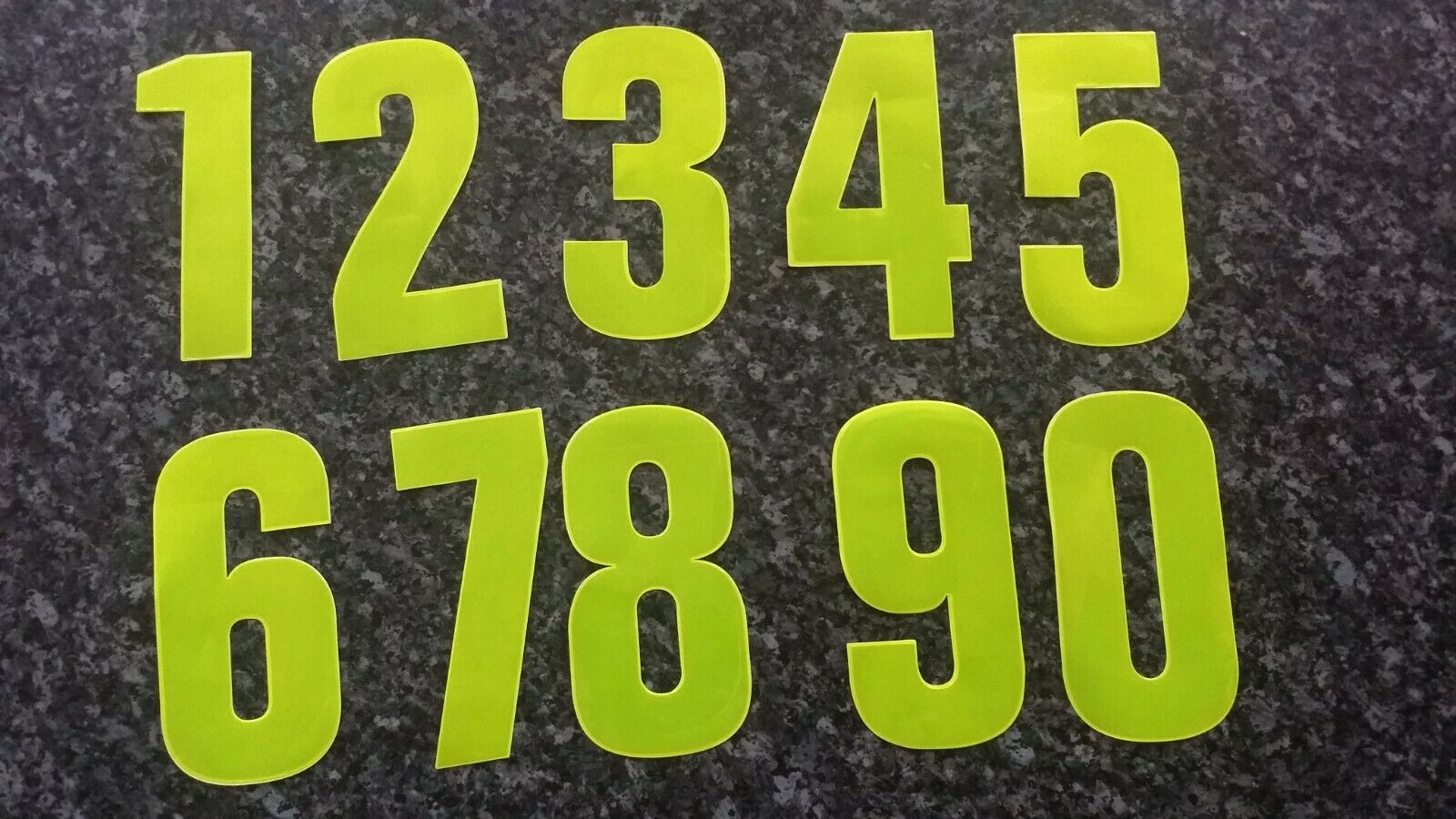 High Visibility Fluorescent Yellow Reflective Wheelie Bin Numbers 0-9