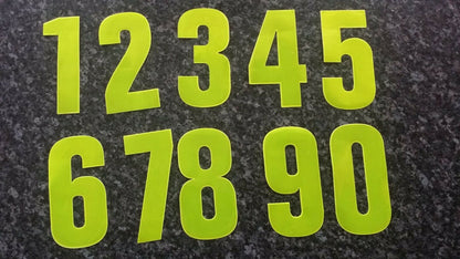High Visibility Fluorescent Yellow Reflective Wheelie Bin Numbers 0-9