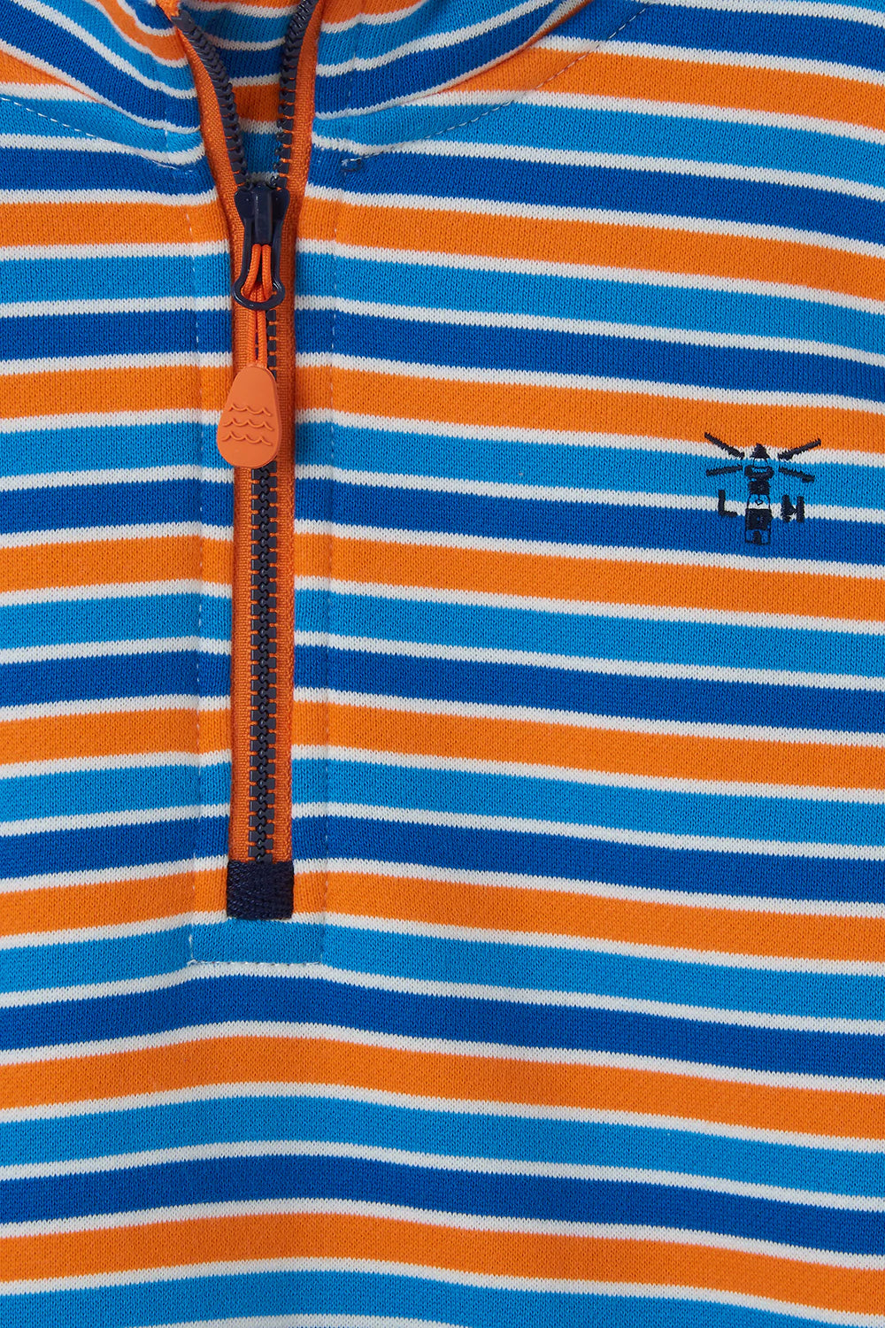 Lighthouse Riley Boys Half Zip - Blue / Orange Stripe