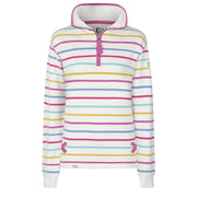 Lazy Jacks Ladies Striped 1/4 Zip Sweatshirt Periwinkle Multi-Colour LJ35 @ www.millscountrystore.com