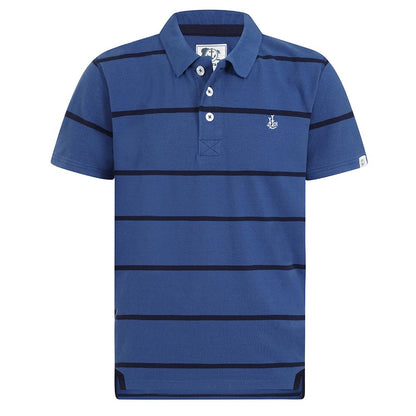Lazy Jacks Mens Stripped Polo Shirt in Space Blue LJ18E @ www.millscountrystore.com