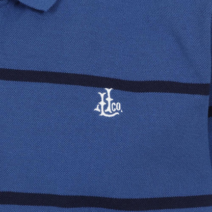 Lazy Jacks Mens Stripped Polo Shirt in Space Blue LJ18E @ www.millscountrystore.com