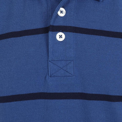 Lazy Jacks Mens Stripped Polo Shirt in Space Blue LJ18E @ www.millscountrystore.com