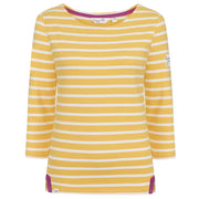 Lazy Jacks Ladies 3/4 Sleeve Breton Top In Maize Yellow LJ97S @ www.millscountrystore.com