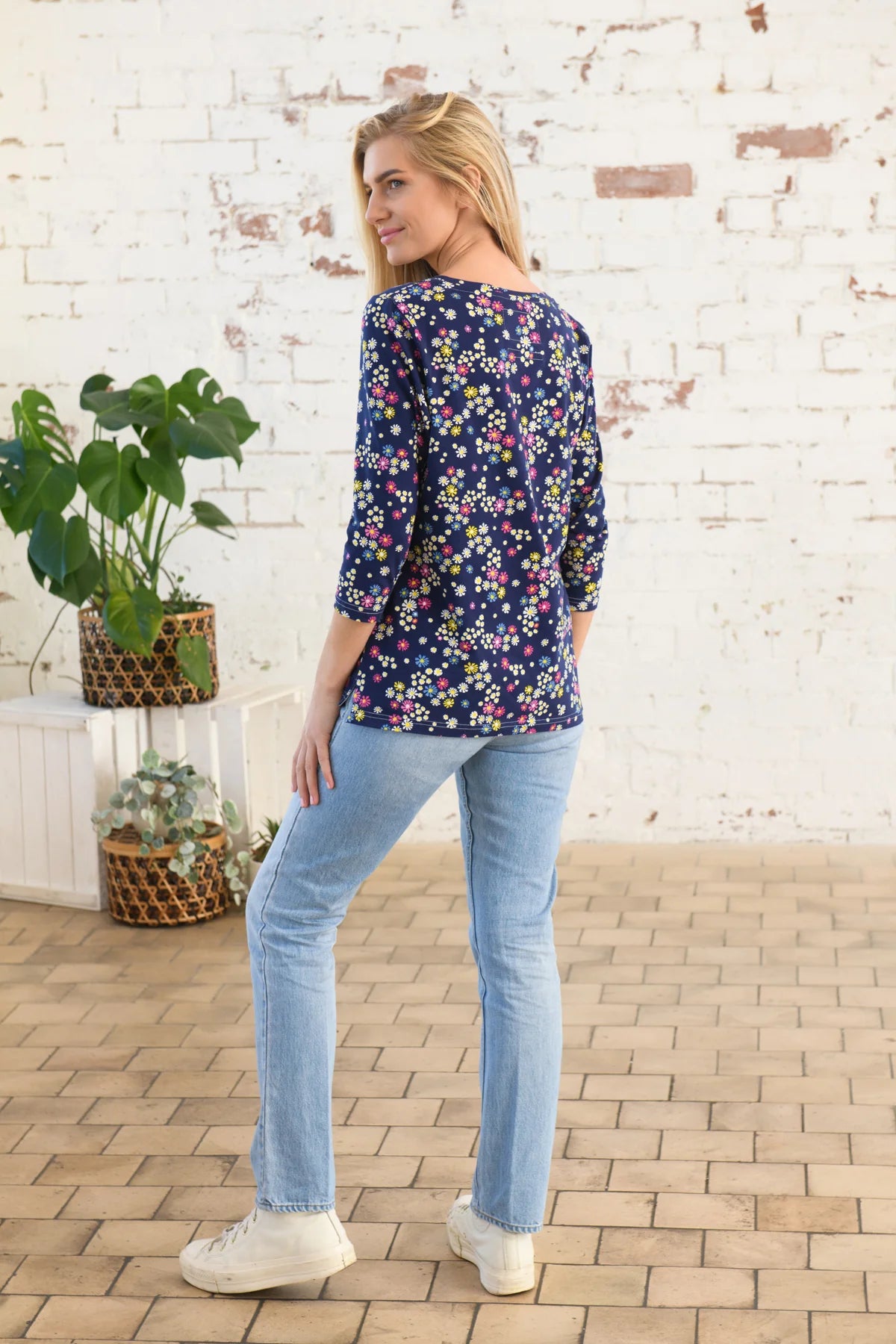 Lighthouse Ariana 3/4 Length Sleeve Top Daisy