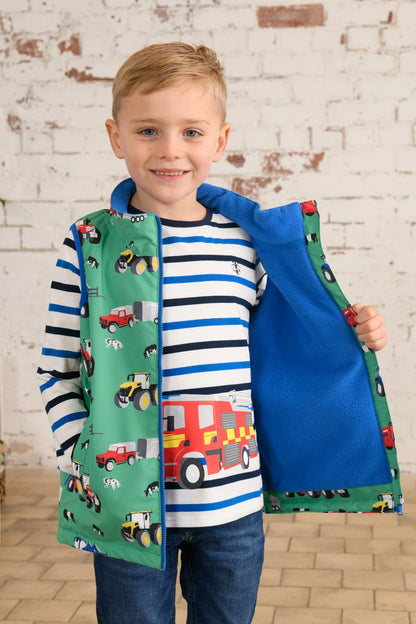 Lighthouse Children's Alex Gilet - Peagreen Tractor Print
