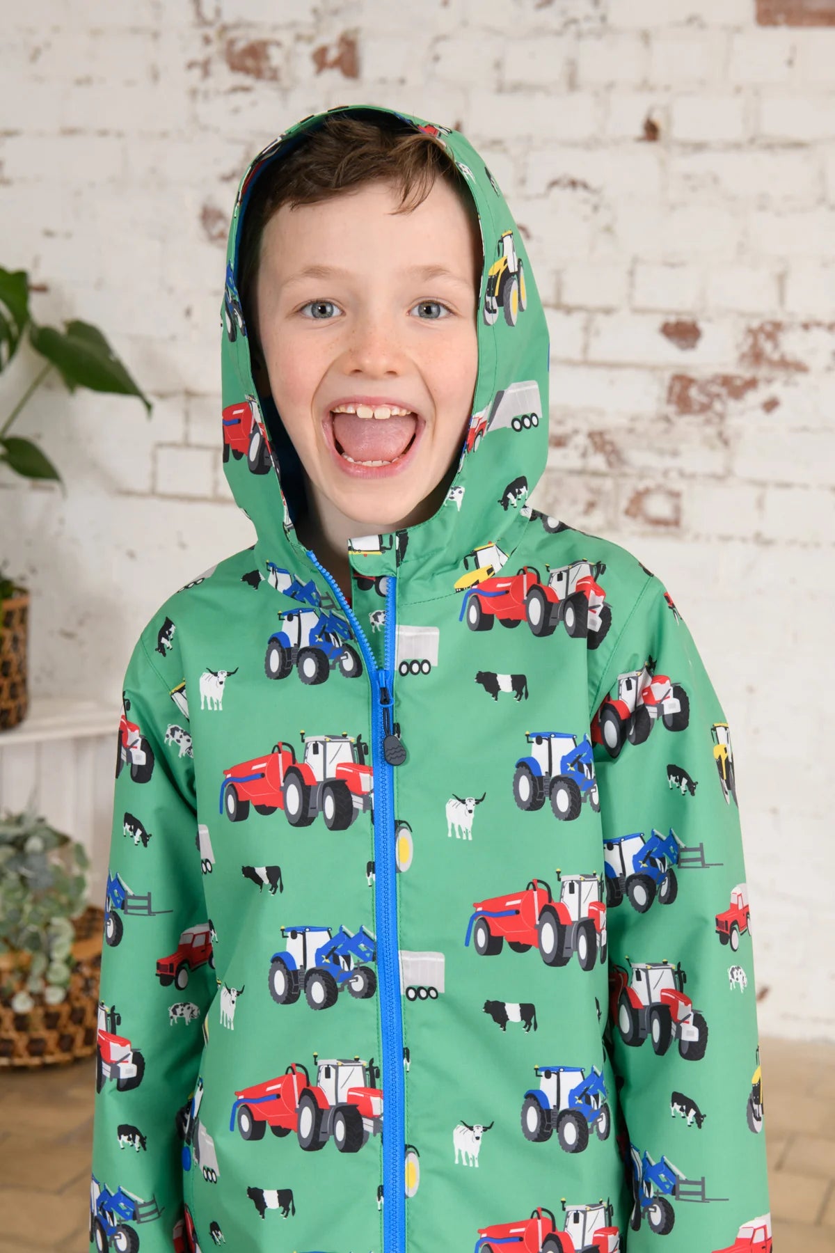 Lighthouse Boys Ethan Waterproof Pea Green Tractor