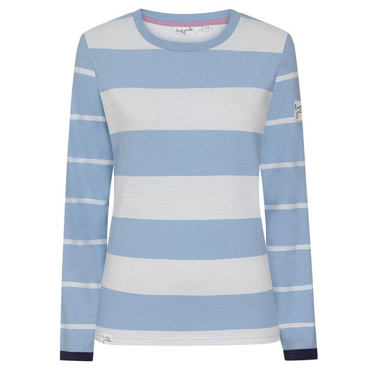 Lazy Jacks Ladies Sky Long Sleeve Stripe Top  - LJ161