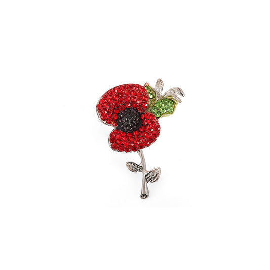 Silver Poppy Brooch Bling Ram Brooch - giftware from Mills Country Store