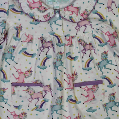 Powell Craft Unicorn Frill Collar Baby Jumpsuit UN17