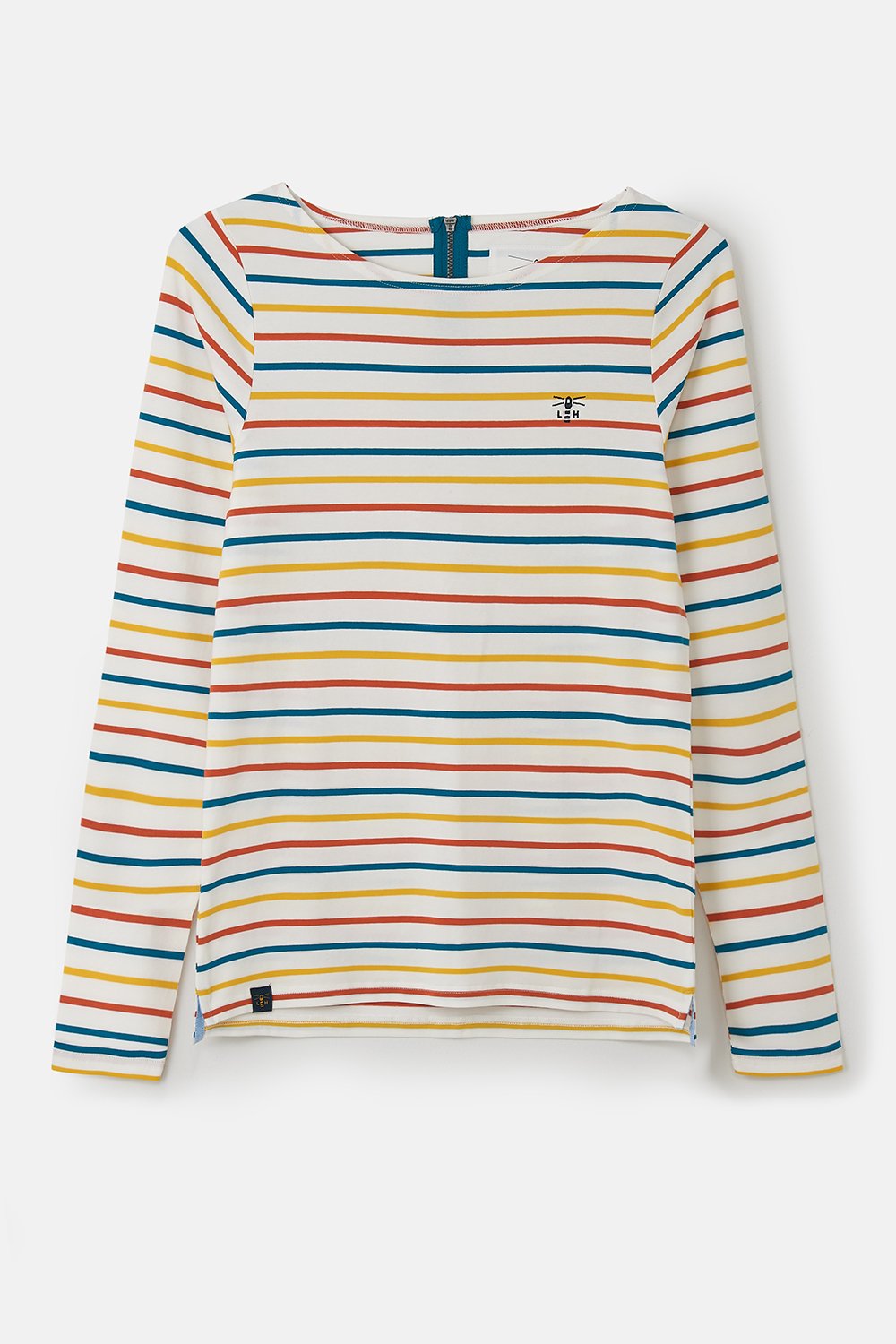 Lighthouse Causeway Breton Long Sleeve Top in Teal / Burnt Orange Stripe