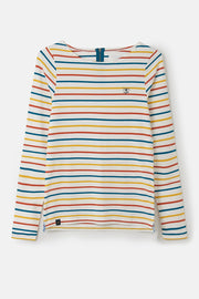 Lighthouse Causeway Breton Long Sleeve Top in Teal / Burnt Orange Stripe