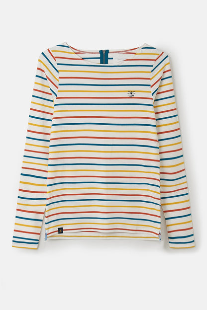 Lighthouse Causeway Breton Long Sleeve Top in Teal / Burnt Orange Stripe