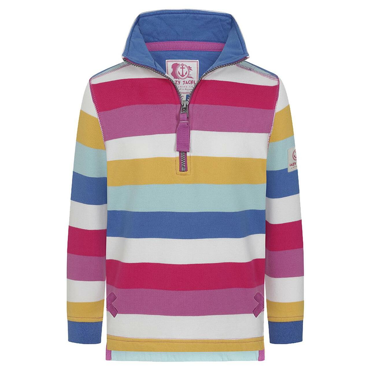 Lazy Jacks 1/4 Zip Girls Multi Colour Sweatshirt  -  Lj35c @ www.millscountrystore.com