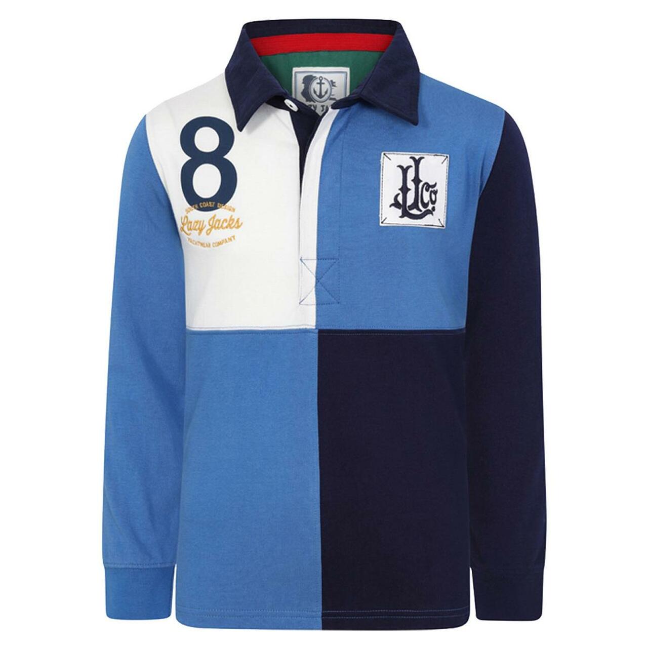 Lazy Jacks LJ79CE Boys Rugby Shirt in Deep Sea @ www.millscountrystore.com
