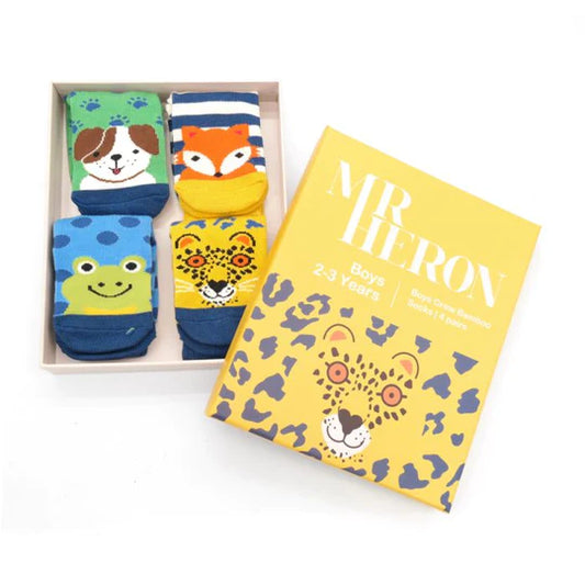 Mr Heron  Boys 2-3 Years Crew Bamboo Socks Gift Box