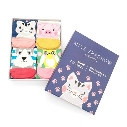 Miss Sparrow  Girls 7-9 Years Crew Bamboo Socks Gift Box