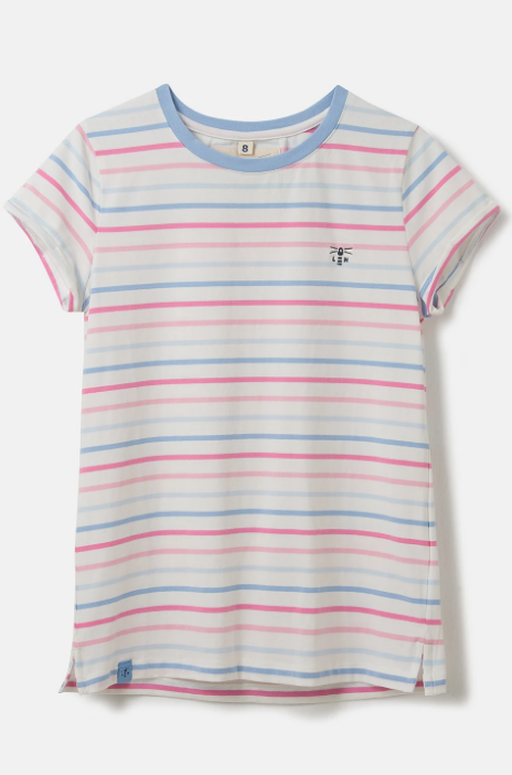 Lighthouse Causeway Short Sleeve T-Shirt -  Pink/Blue Stripe