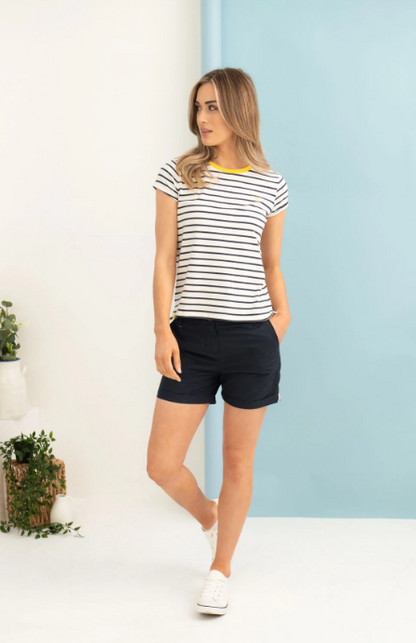 Lighthouse Causeway Short Sleeve T-Shirt -  Cloud/Midnight Stripe