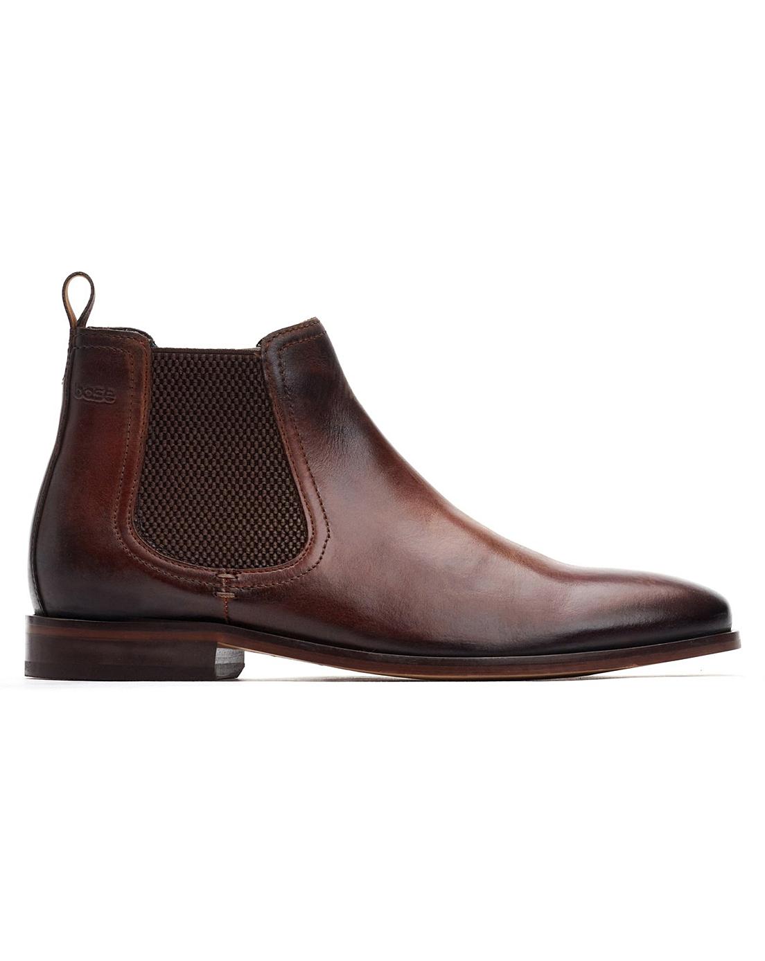 Base London Lynch  Washed Brown Leather Chelsea Style Dealer Boot