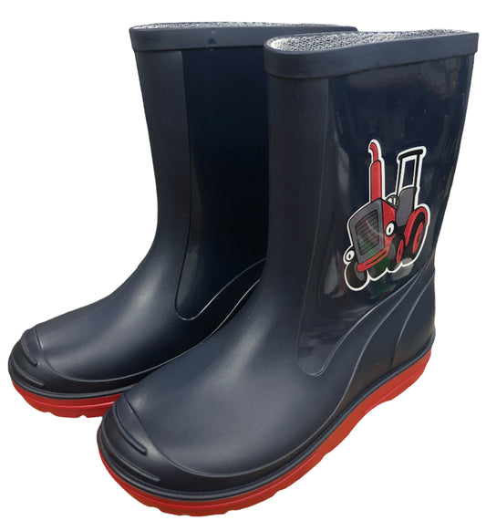 Bluestack Toddler / Kids Red Tractor Navy & Red PVC Wellingtons /  Wellies