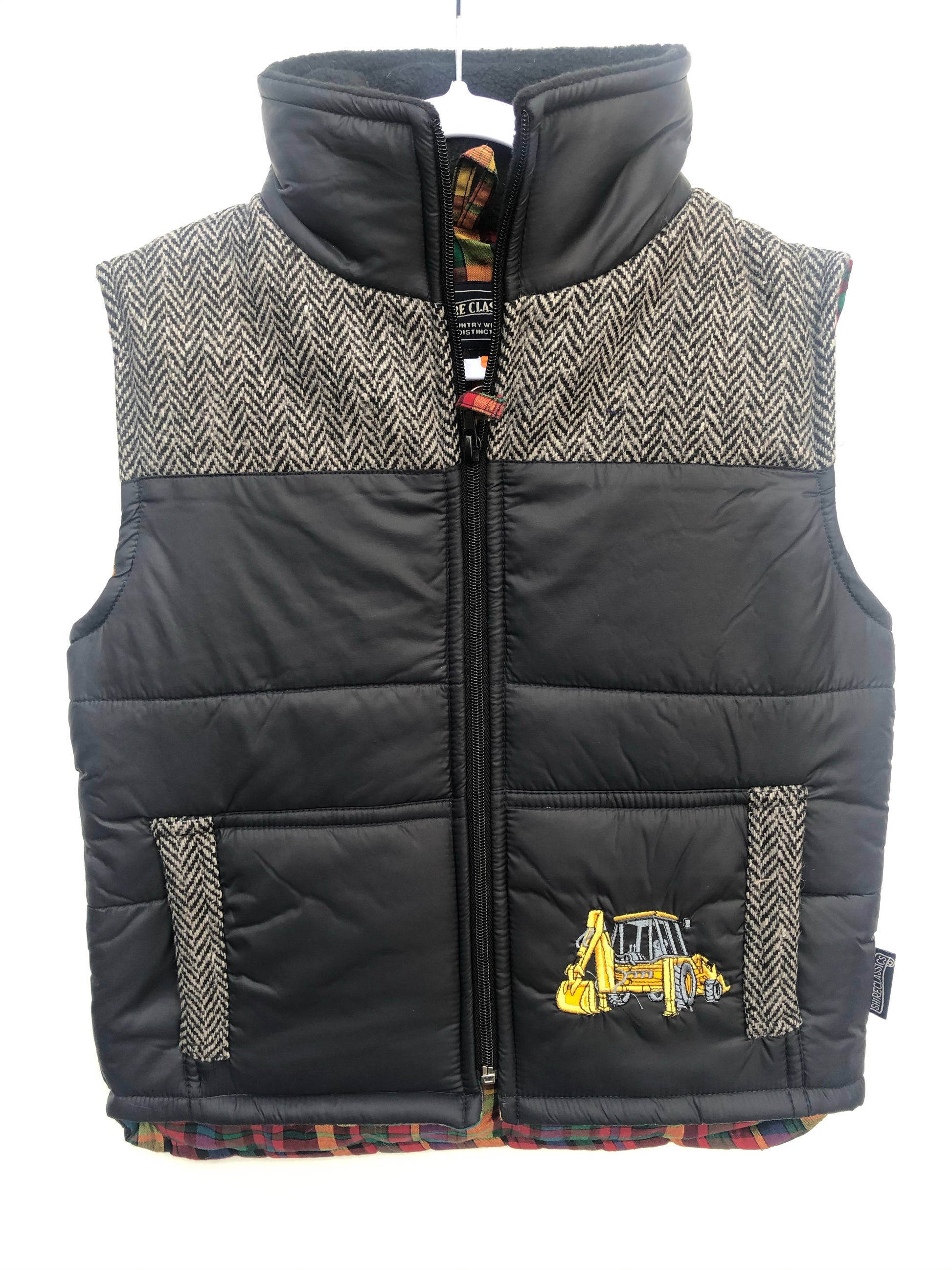 Boys Digger Tweed Bodywarmer in Black / Grey @ www.millscountrystore.com