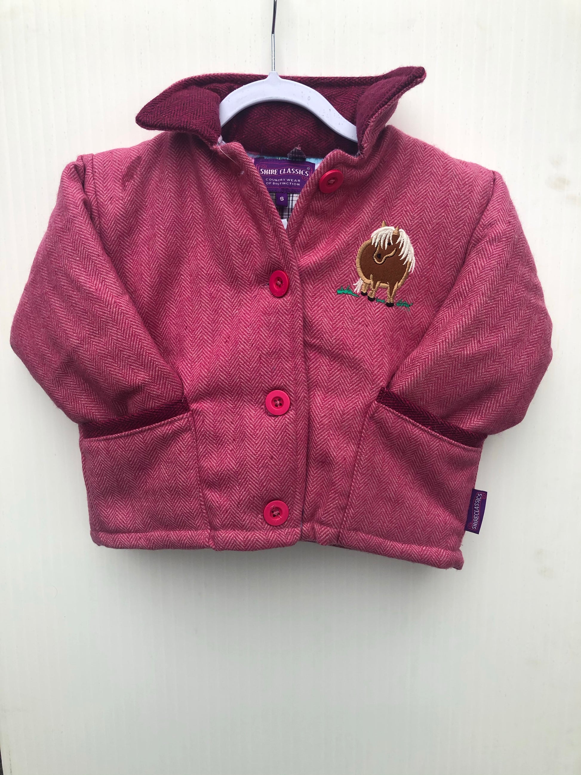 Baby Girls' Fat Pony`s Tweed Jacket in Fushsia Pink @ www.millscountrystore.com
