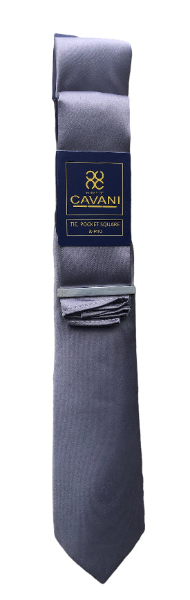 Cavani Tie Set with Pocket Square & Tie Pin Multiple Colour Choice Available