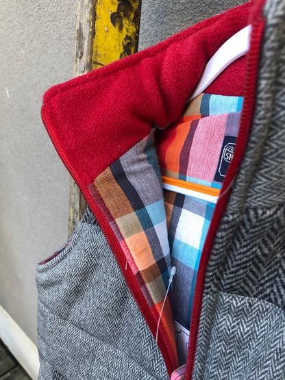 Boys Tractor Tweed Bodywarmer in Grey @ www.millscountrystore.com