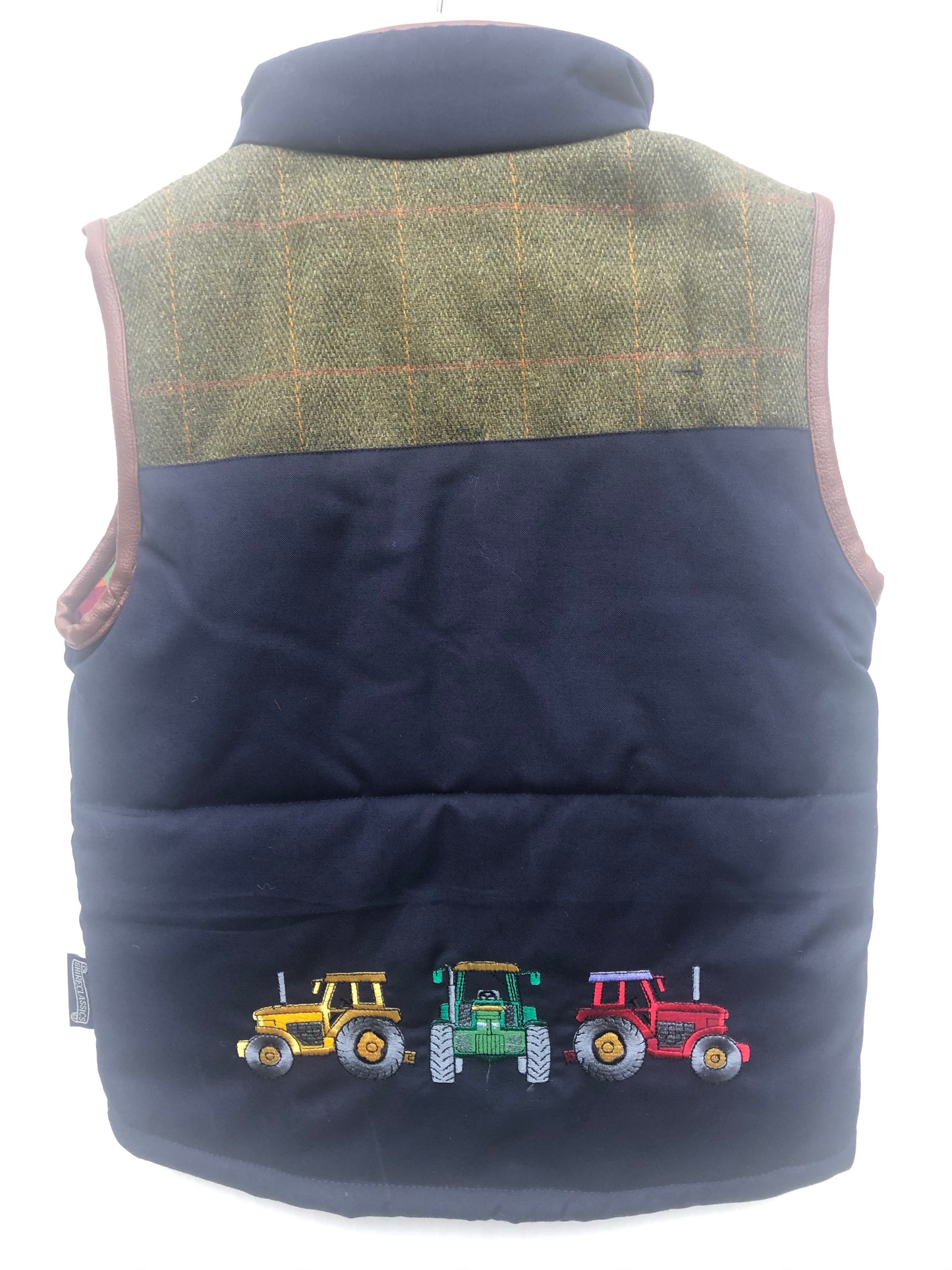 Boys' Tractor Bodywarmer in Navy / Green Tweed