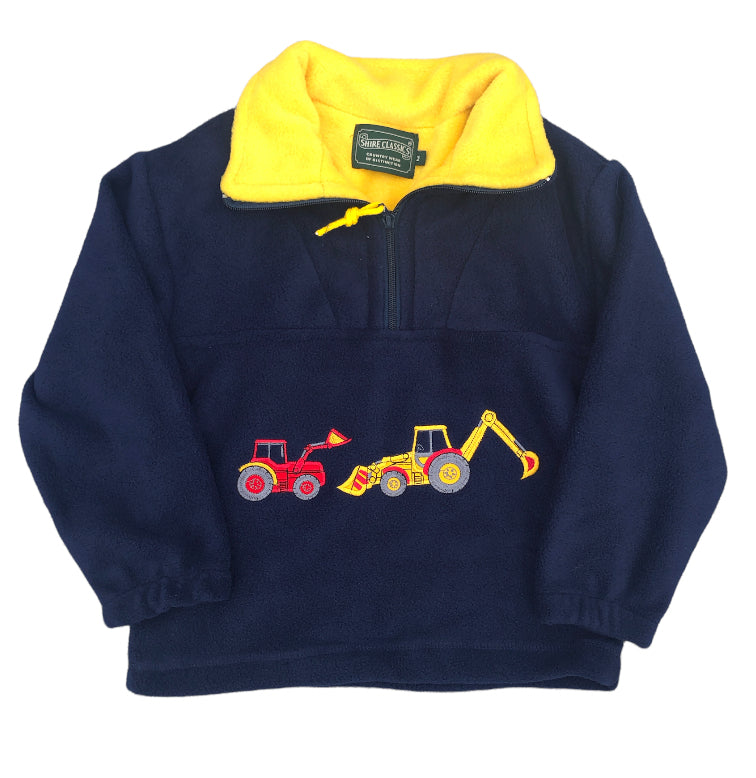 Boys' Digger & Tractor Fleece in Navy