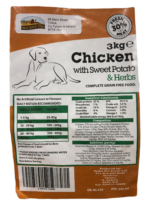 Pedro 3 Kg  Chicken With Sweet Potato & Herbs Complete Grain Free Dog Food